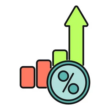 Percentage rate increasing on a bar chart Illustrazione stock