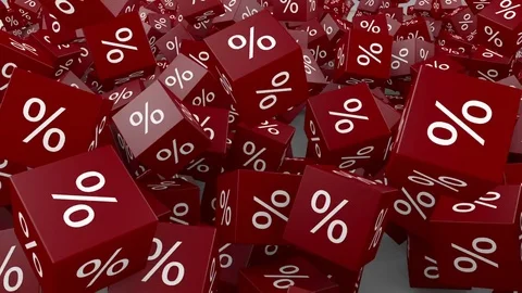 Percentage red cubes falling down.Alpha mate. Stock Footage 81319653