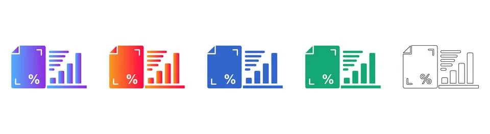 Percentage Report Data Analysis Icons Illustrazione stock