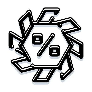 Percentage sign in complex geometric shape Stock Illustration