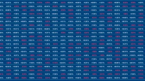 Percentage  signs, spreadsheet with financial figures, business data. Stock Footage 344124078