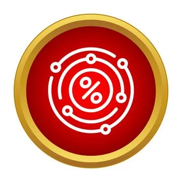 Percentage symbol icon on red button Stockillustratie