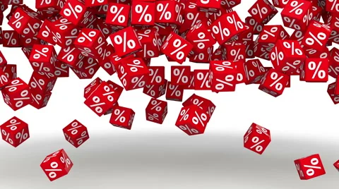 Percentage symbol red cubes falling and filling the background Stock Footage 61058597