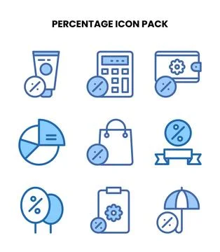 Percentage Two Colour Bundle Icons Pack Stock Illustration
