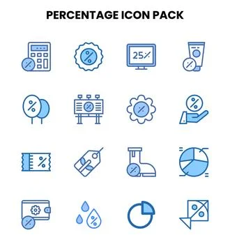 Percentage Two Colour Vector Icons Pack Stock Illustration