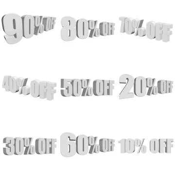 Percents off 3d letters on white background 스톡 일러스트