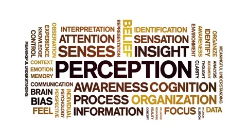 Perception animated word cloud,animation tag kinetic typography seamless loop. Stock Footage 318325594