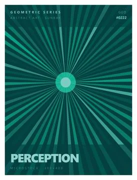 Perception geometric series abstract sunray artwork with dark green composi.. Stock Illustration