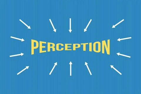 Perception typography on blue background design. Perception text poster Illustrazione stock