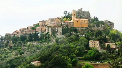 The perched village of Eze around his hill. France Stock Footage 109170253