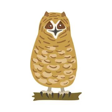 Perching Owl Bird with Broad Head and Sharp Talons Having Upright Stance Vector Stock-Illustration