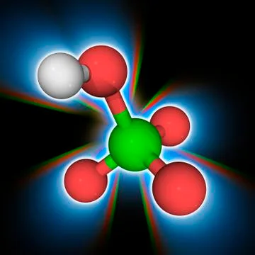 Perchloric acid inorganic compound molecule Stock Illustration