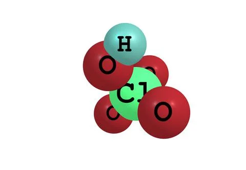 Perchloric acid molecular structure isolated on white Stock Illustration