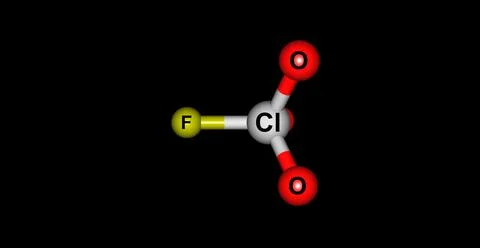 Perchloryl fluoride molecular structure isolated on black Stock Illustration