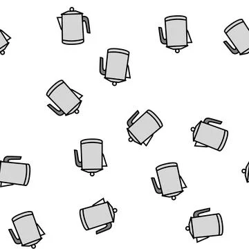 Percolator coffee make equipment vector seamless pattern Stock Illustration