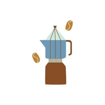 Percolator or geyser coffee maker in flat cartoon style Stock Illustration