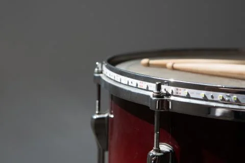 Percusions drums with drumsticks on it close-up Stock Photos