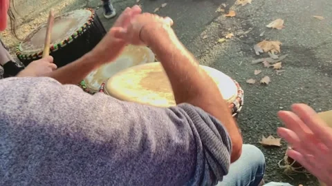 Percussion Drum Musicians Performing in the Park Stock Footage 251641721