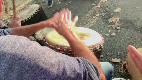 Percussion Drum Musicians Performing in the Park Stock Footage 251641724