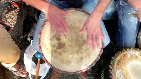 Percussion Drum Musicians Performing in the Park Stock Footage 251641744