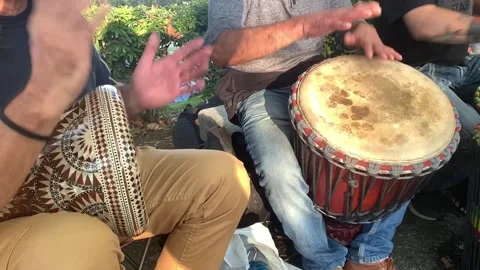 Percussion Drum Musicians Performing in the Park Stock Footage 251641745