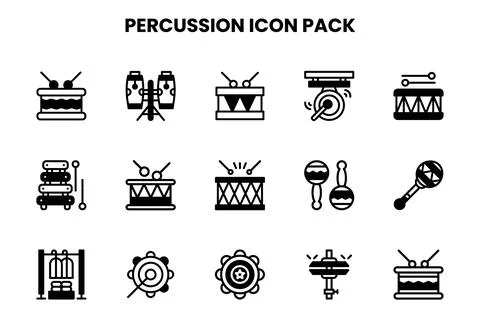 Percussion DuoTone Collection Icons Pack Stock Illustration
