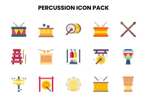 Percussion Flat Scalable Icons Pack Stock Illustration