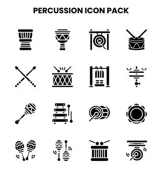 Percussion Glyph Graphics Icons Pack Stock Illustration
