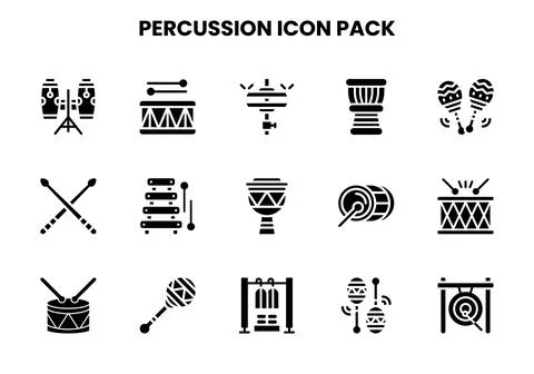 Percussion Glyph Graphics Icons Pack Stock Illustration