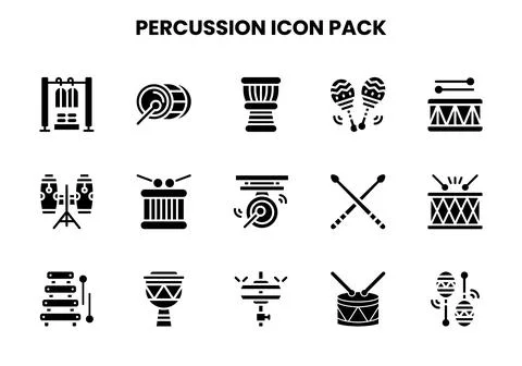 Percussion Glyph Graphics Icons Pack Illustrazione stock
