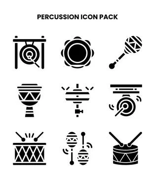 Percussion Glyph Graphics Icons Pack Stock Illustration