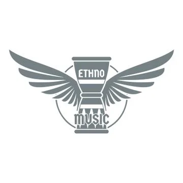Percussion instrument logo, simple gray style Stock Illustration