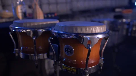 PERCUSSION INSTRUMENT, TIMPAN, KETTLEDRUM, TIMPANO, BLUE LIGHT Stock Footage 128320366