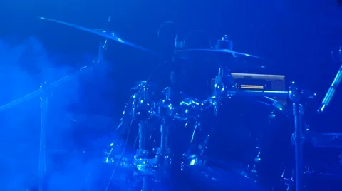 Percussion instruments - live Rock band - close-up of drummer Stock Footage 47634220