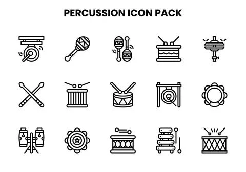 Percussion Line Collection Icons Pack Stock Illustration