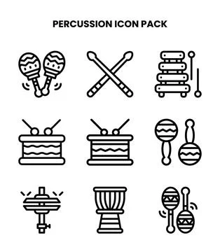 Percussion Line Design Icons Pack Stock Illustration