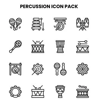 Percussion Line Graphics Icons Pack Stock Illustration