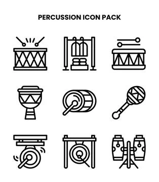 Percussion Line Scalable Icons Pack Stock Illustration
