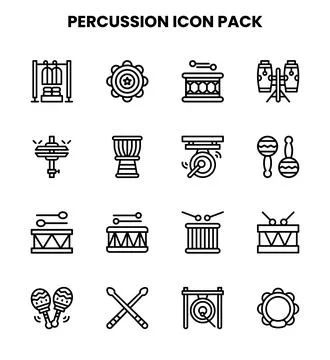 Percussion Line Vector Icons Pack Stock Illustration