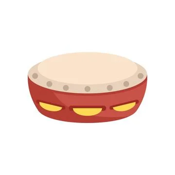 Percussion tambourine icon flat vector. Samba drum Illustrazione stock
