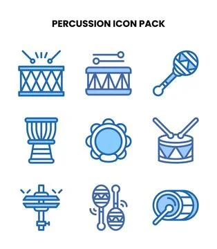 Percussion Two Colour Scalable Icons Pack Stock Illustration