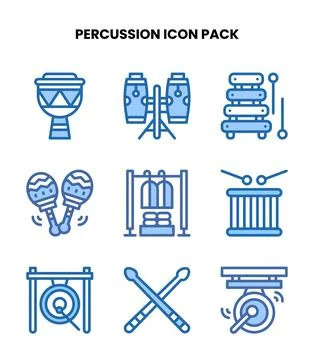 Percussion Two Colour Set Icons Pack Ilustração Stock