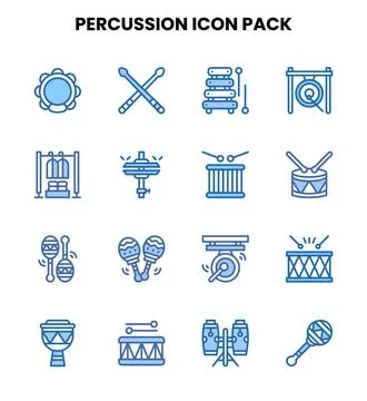Percussion Two Colour UI Icons Pack Stock Illustration