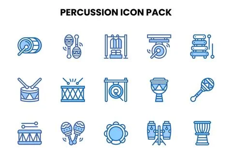 Percussion Two Colour Vector Icons Pack Ilustração Stock