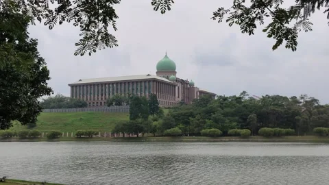 The Perdana Putra building with its green dome perched Stock Footage 340873335