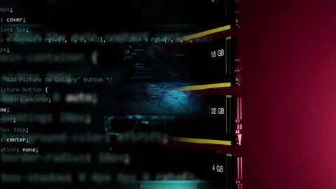 Perfect 3d technology animation with AI code and computer memory Ram Video stock 328253658