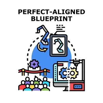 Perfect aligned blueprint creating prototype manufacturing process Stock Illustration