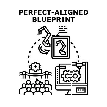 Perfect aligned blueprint creating prototype manufacturing process Stock Illustration