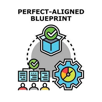 Perfect aligned blueprint system planning and development process Stock Illustration