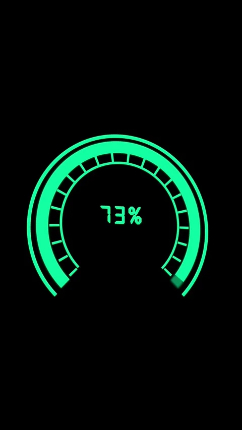 Perfect animated green neon circular gauge loading progress bar vertical vi.. Video stock 344285513